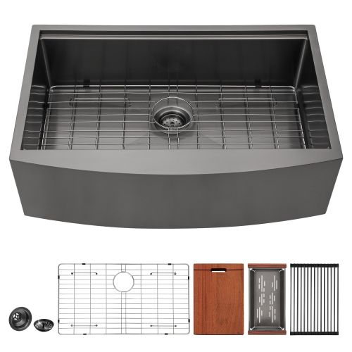 Lordear Farmhouse Sink 30 Inch Kitchen Sink Apron Front Single Bowl Workstation Stainless Steel Sink